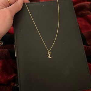 Gold Crescent Moon Pendant Necklace